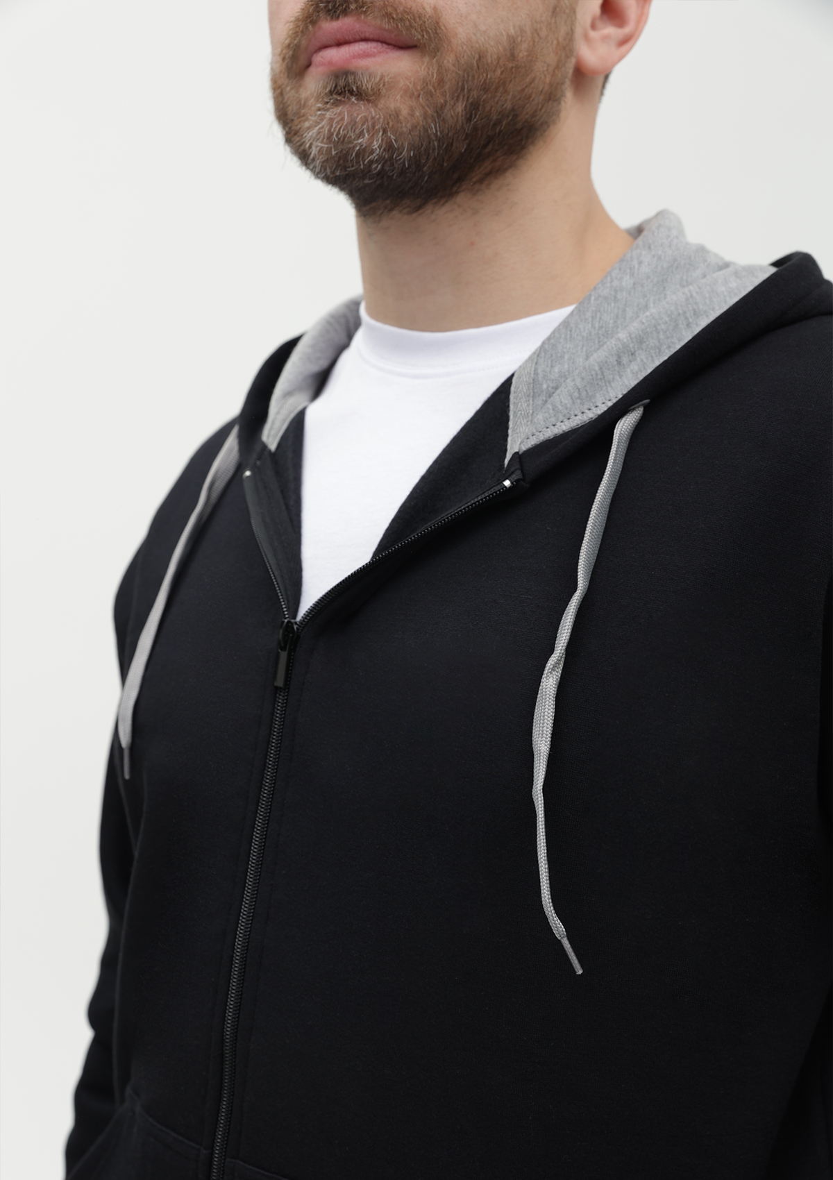 Толстовка мужская STAN с капюшоном на молнии футер с начёсом 280, 17, Чёрный,  (20)  (48/M)