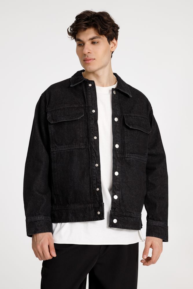 Куртка джинсовая O2, черная, размер 3XL/4XL