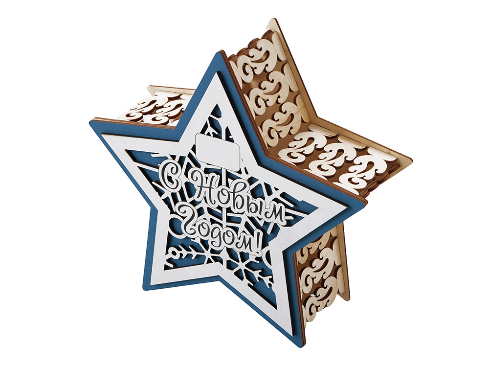 Шкатулка из фанеры в виде звезды Asteris с логотипом  | Print Logo