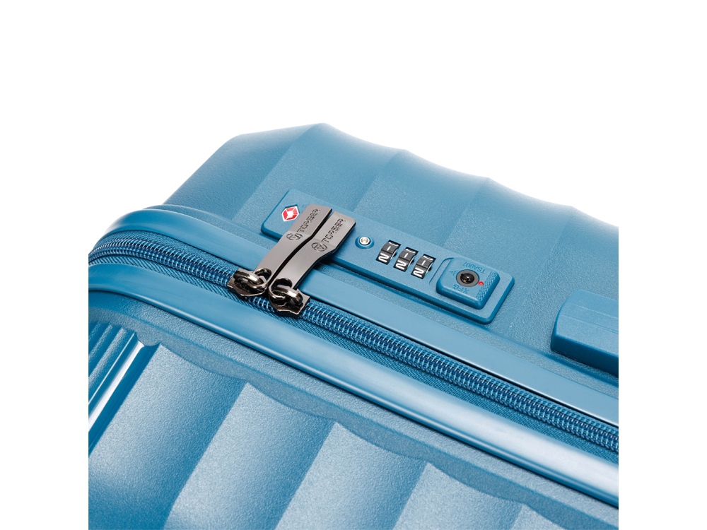Чемодан TORBER НЕВО, синий, полипропилен, 45 х 26 х 66 см, 66 л