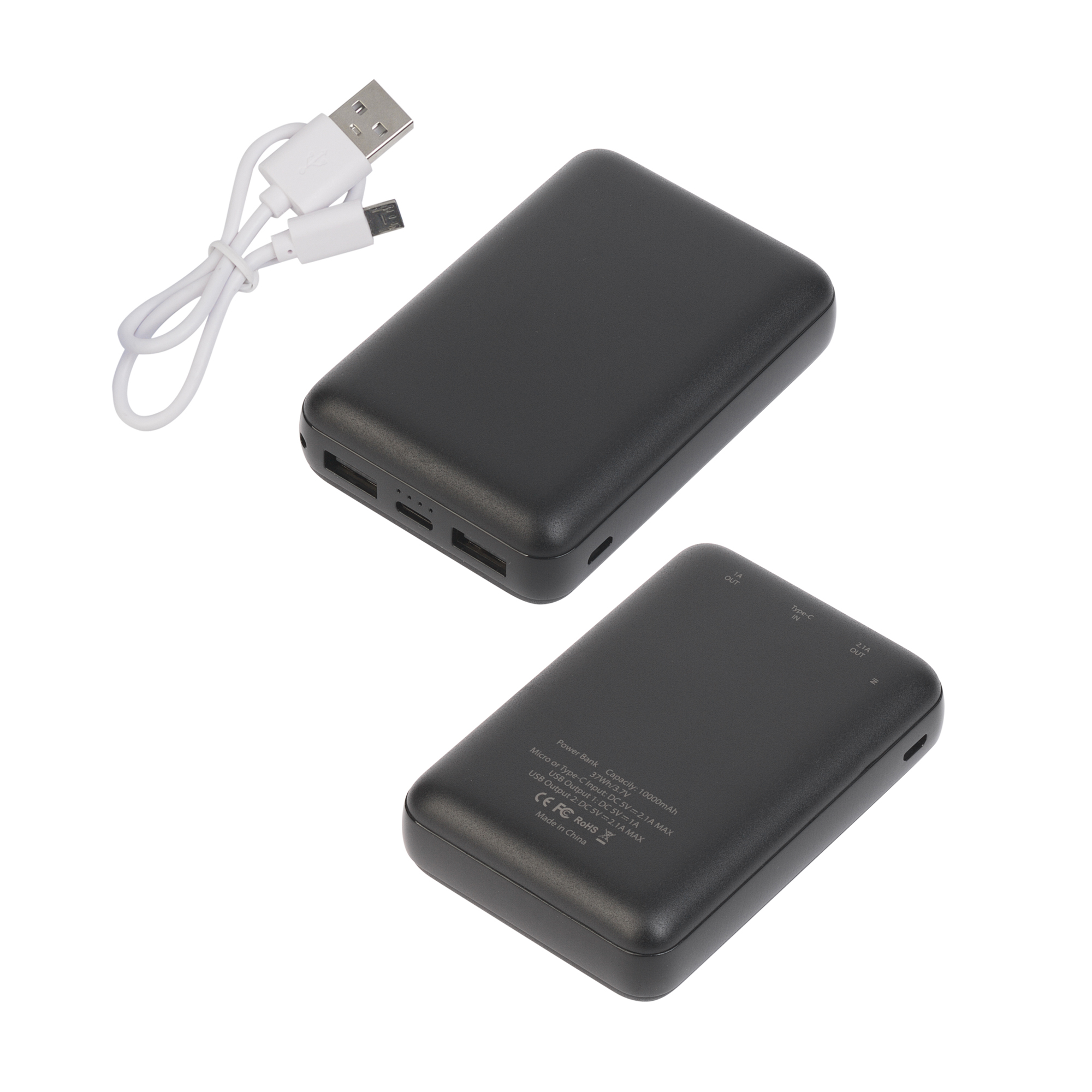 Зарядное устройство "Compact+", 10000 mAh, черный