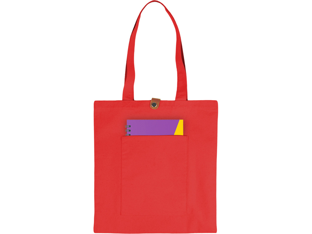 Сумка Clip из хлопка 340 г/м2 с застежкой из экокожи, красный