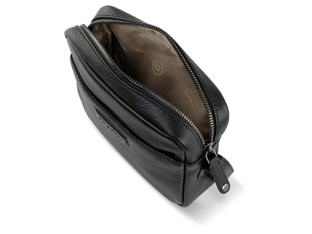 Сумка кросс-боди женская BUGATTI Elsa, чёрная, воловья кожа/полиэстер, 19х5,5х14 см