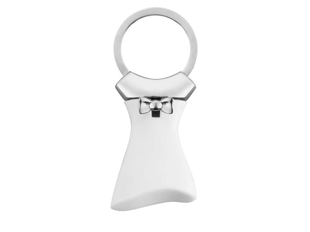 Брелок со сменными декоративными насадками в виде платьев и сумочки, розовый/белый/серебристый