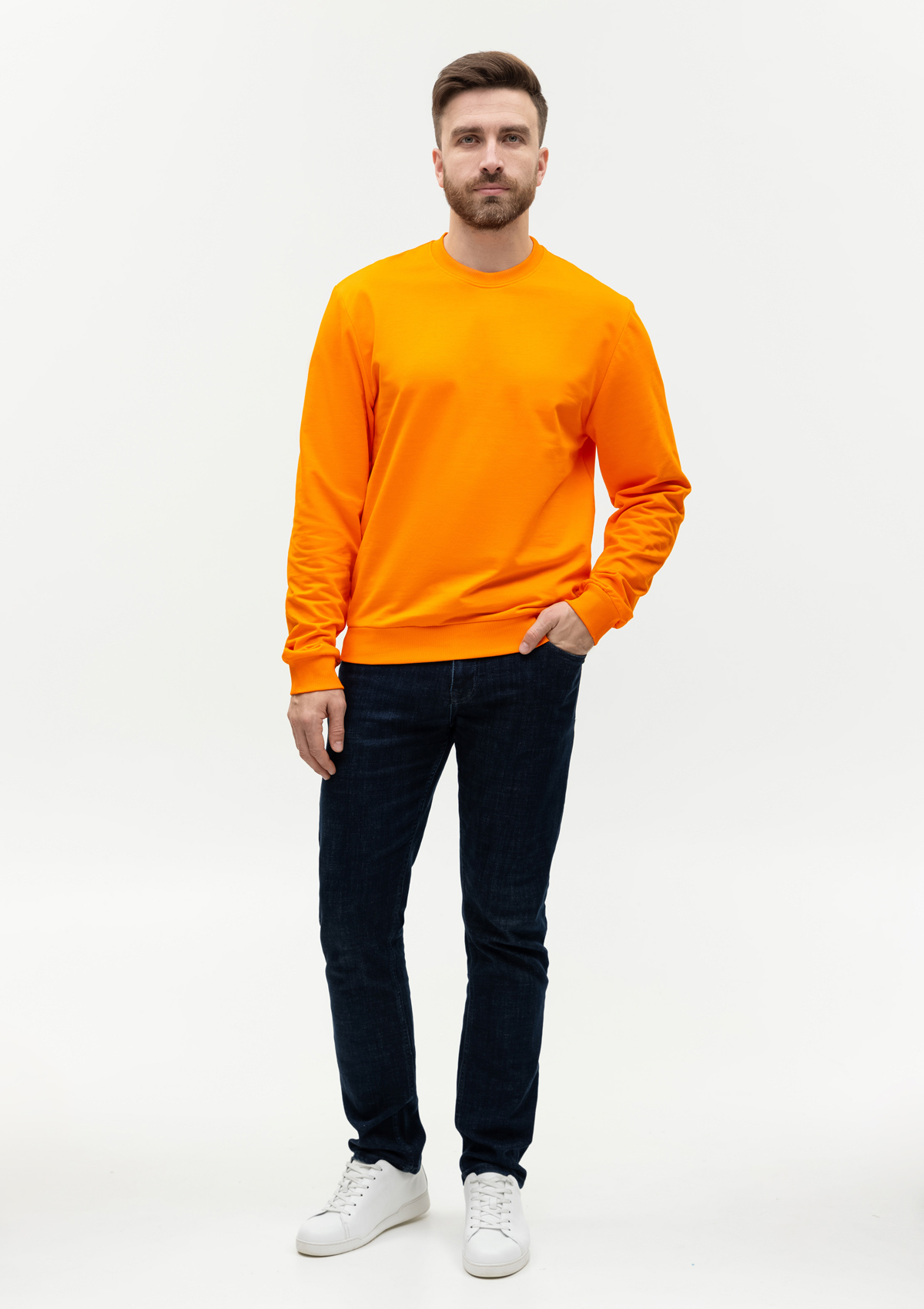 Свитшот унисекс STAN футер без начёса, 260, 63, Оранжевый,  (28/1)  (48/M)