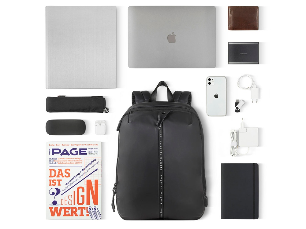 Рюкзак BUGATTI БЛАНК | BLANC 15'', чёрный, тарпаулин/полиэстер, 32х15,5х45 см