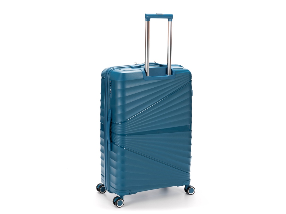 Чемодан TORBER НЕВО, синий, полипропилен, 49 х 28 х 76 см, 95 л