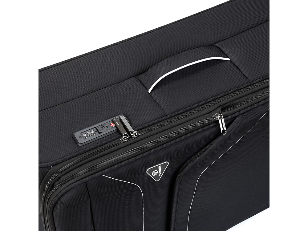 Чемодан TORBER НЕРО, чёрный, переработанный ПЭТ, 48 х 28 х 79 см, 90 л