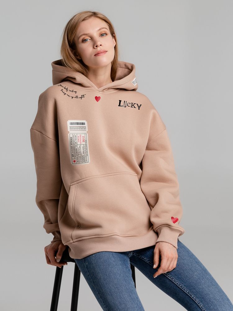 Худи оверсайз с термонаклейками Lucky Strike — пример нанесения логотипа (CoolColor) | Print Logo