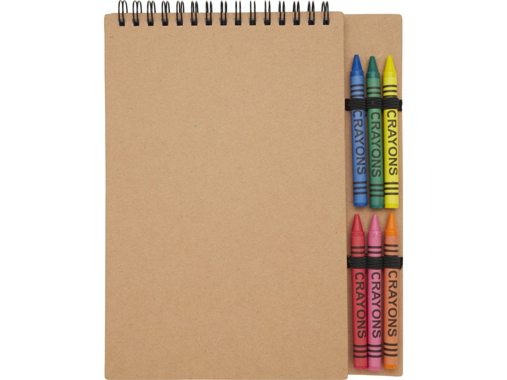 Doodle блокнот формата А5 с мягкой обложкой на спирали и набор мелков - Натуральный