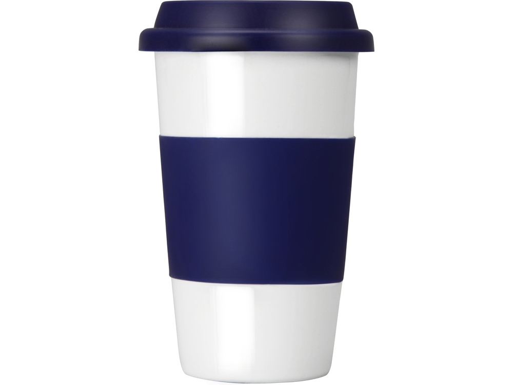 Кружка с силиконовой крышкой и манжетой Нью-Йорк 300мл, синий