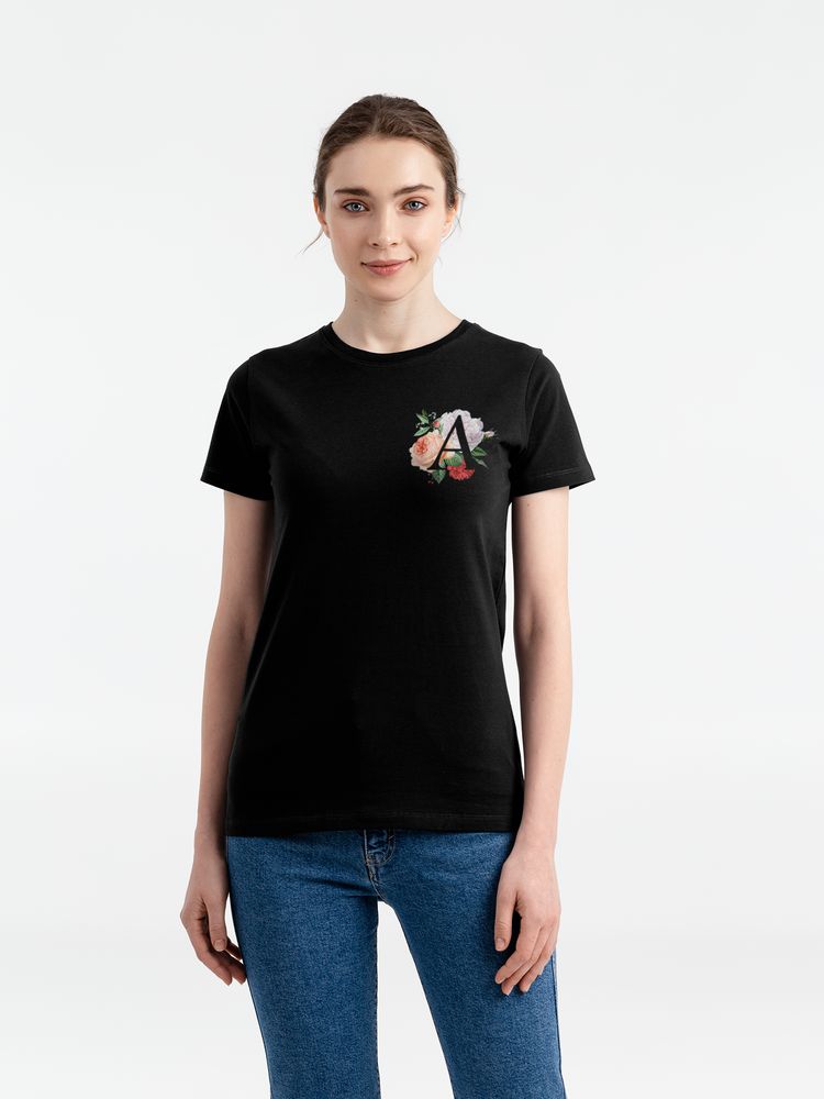 Футболка женская «Цветочная азбука: А» с логотипом CoolColor | Print Logo