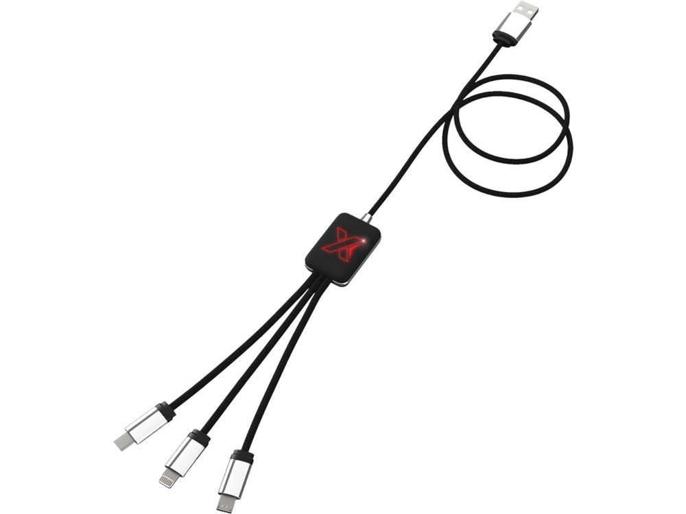 Кабель 3 в 1 с подсветкой с логотипом SCX.design | Print Logo