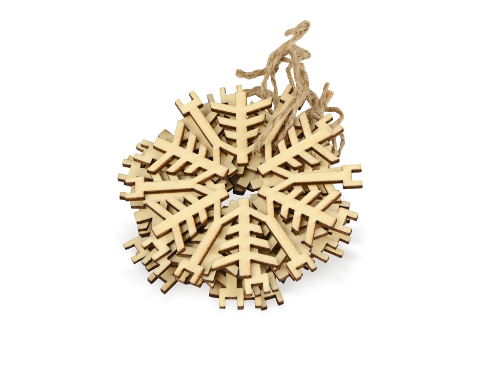 Набор деревянных снежинок с логотипом  | Print Logo