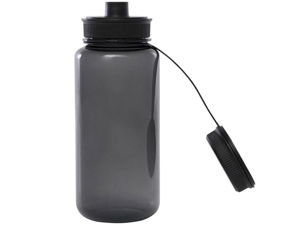 Спортивная бутылка Ryder из переработанного ПЭТ-пластика объемом 900 мл с многофункциональной крышкой, сертифицированная RCS - сплошной черный