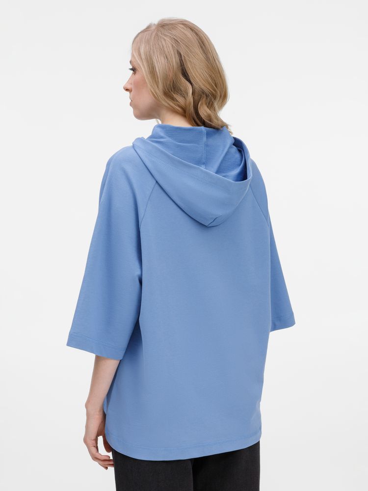 Футболка оверсайз унисекс с капюшоном Neofit, синяя, размер XL/XXL