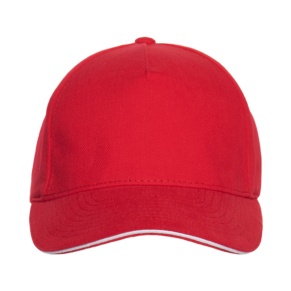 Бейсболка с кантом STAN 5 клиньев хлопок 280, 11K, Красный,  (14)  (56-58/ONE SIZE)