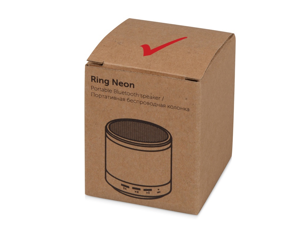 Портативная колонка Ring neon с красной подсветкой корпуса, серебристый