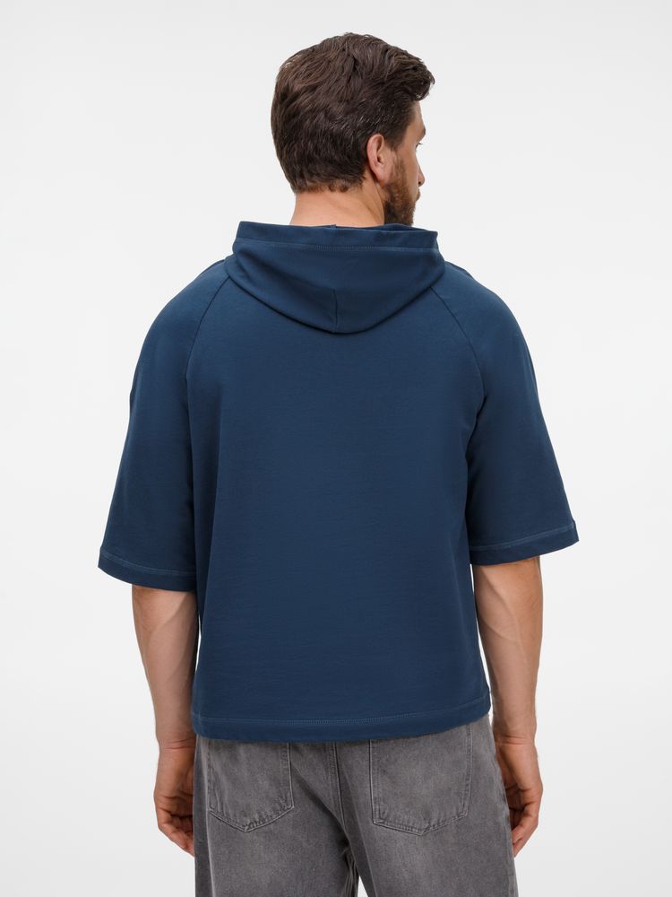 Футболка оверсайз унисекс с капюшоном Neofit, темно-синяя, размер XL/XXL