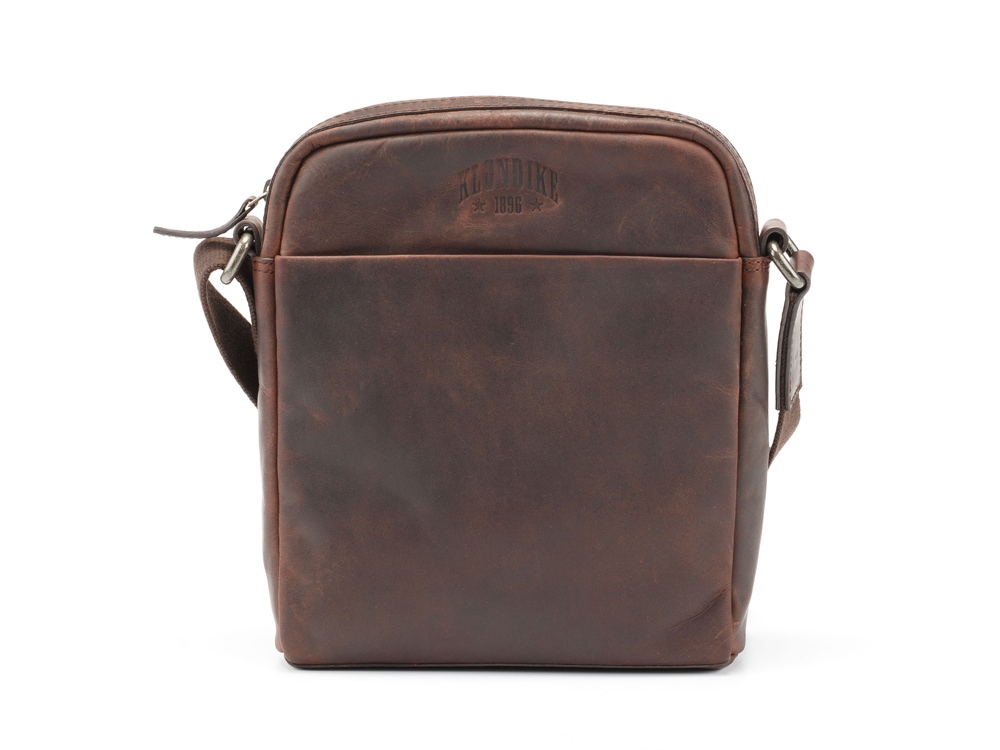 Сумка через плечо KLONDIKE DIGGER Jake, натуральная кожа в темно-коричневом цвете, 26 x 22 x 7 см