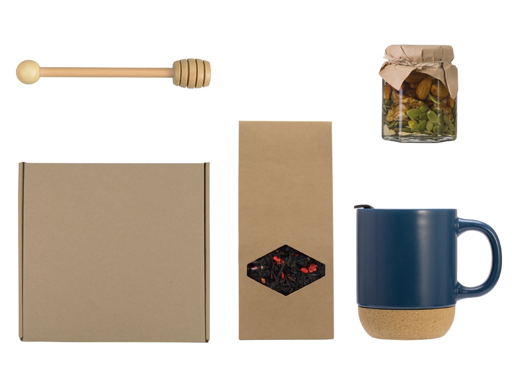 Подарочный набор с чаем, кружкой, медом и ложкой для меда с логотипом  | Print Logo
