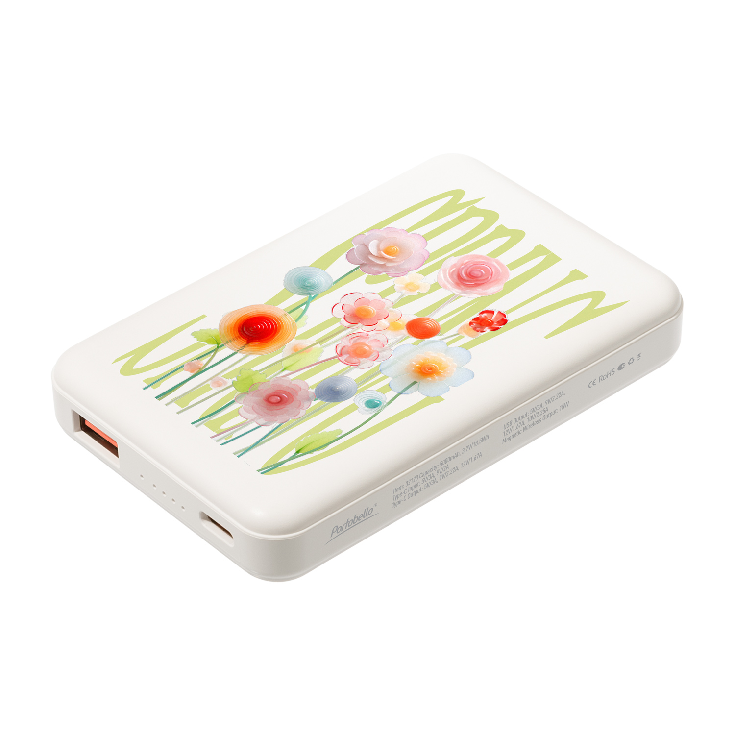 Внешний аккумулятор Ларго PD (Largo PD) 5000mAh с функцией беспроводной зарядки 15W, белый