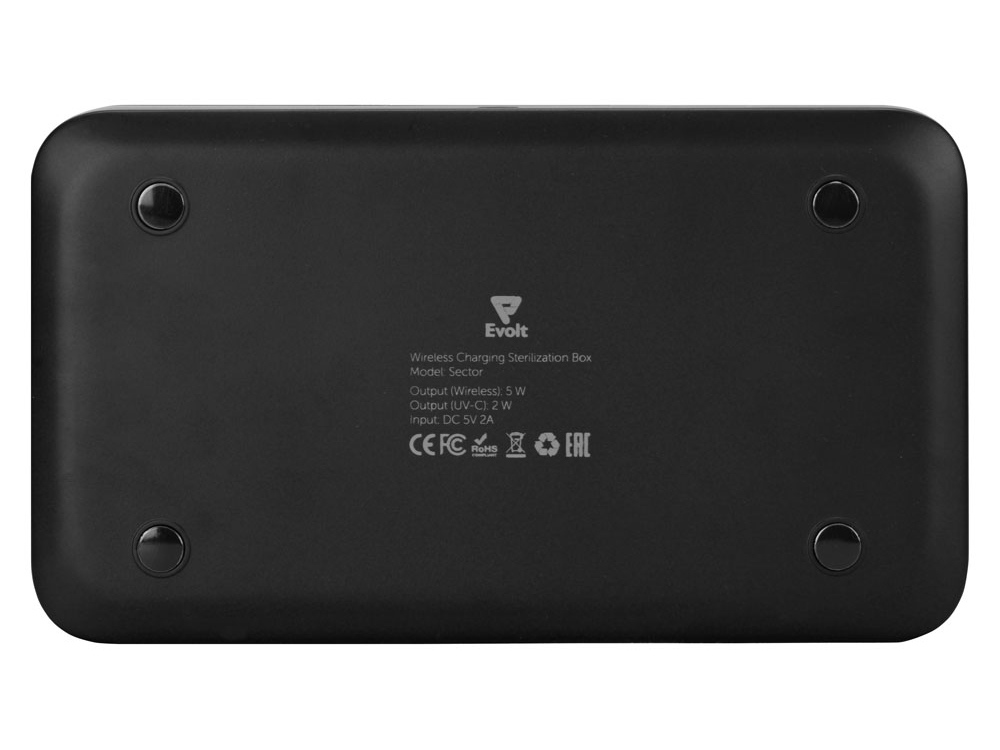 УФ-стерилизатор c функцией беспроводной зарядки Sector, Evolt, черный