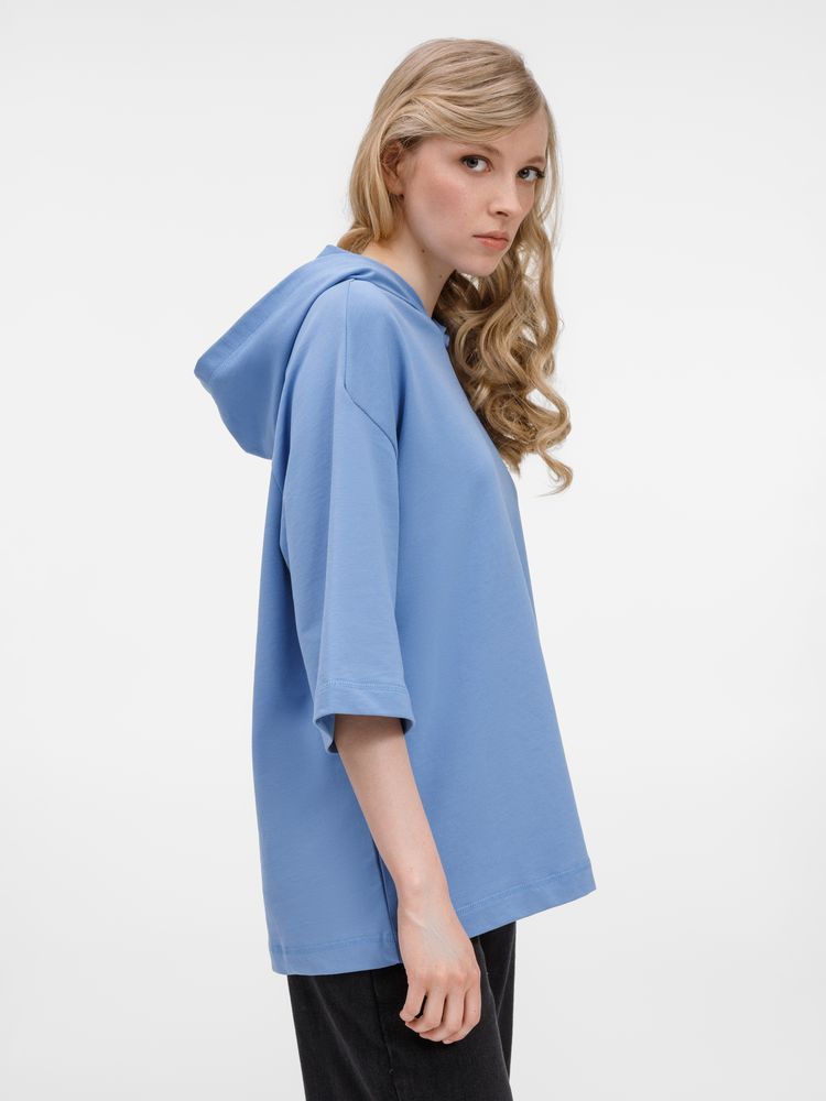 Футболка оверсайз унисекс с капюшоном Neofit, синяя, размер XL/XXL