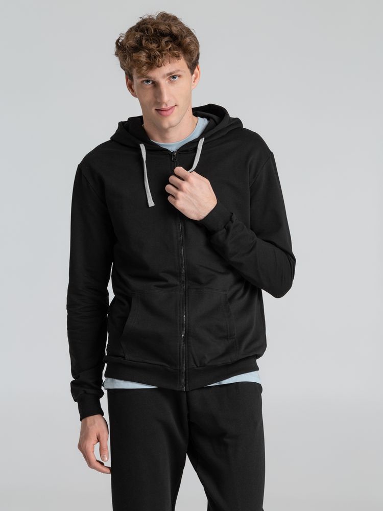 Толстовка на молнии с капюшоном Unit Siverga черная, размер L