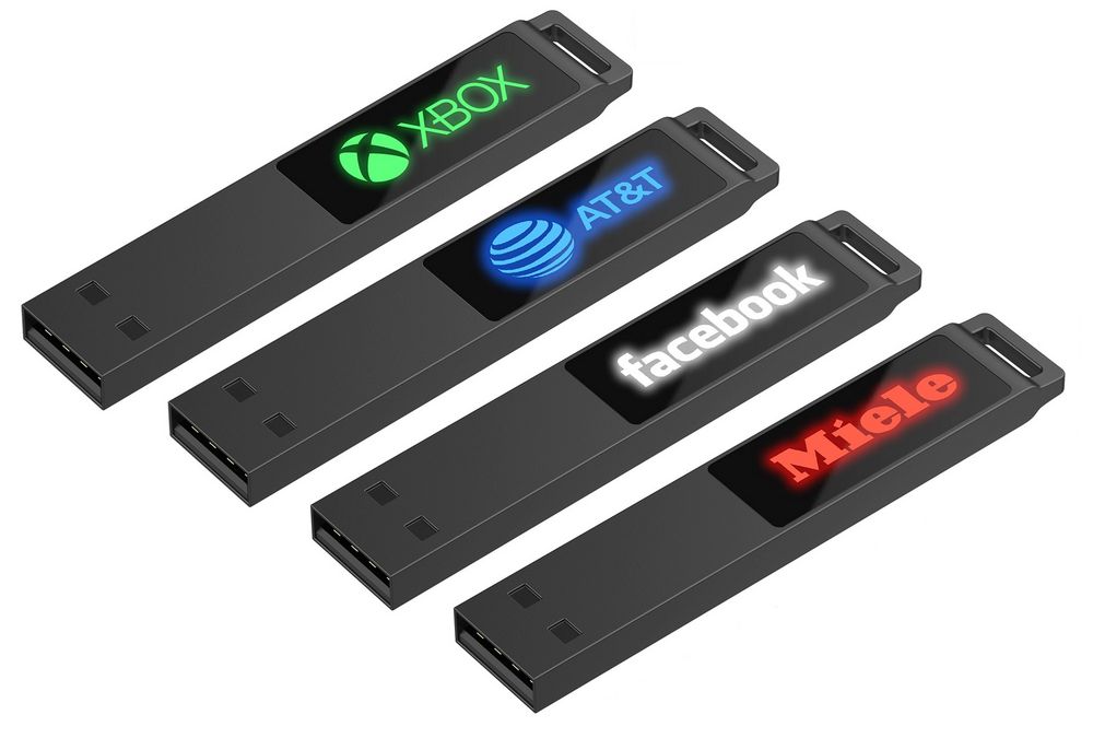 Флешка markBright Black с зеленой подсветкой фото на сайте Print Logo.