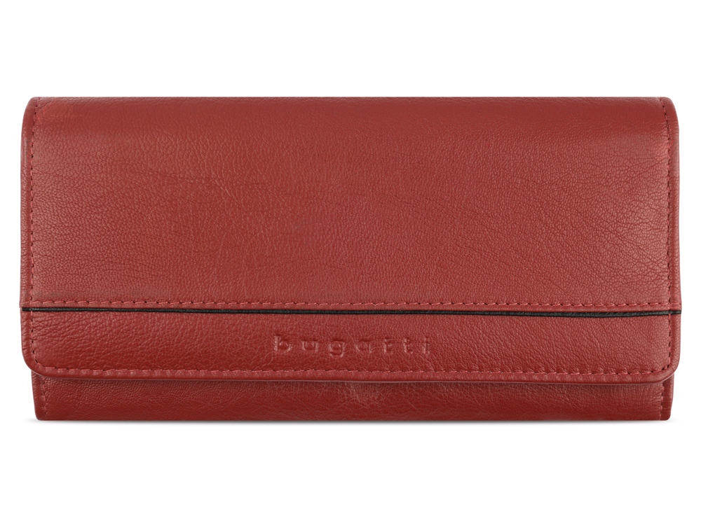 Кошелёк женский BUGATTI Banda, с защитой данных RFID, красный, кожа/полиэстер, 18,5х2,5х9,5 см