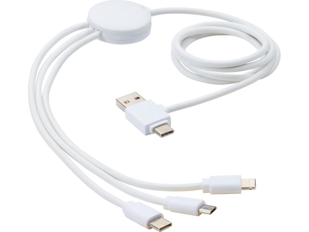 Зарядный кабель 5-в-1 Pure с противобактериальной присадкой с логотипом  | Print Logo