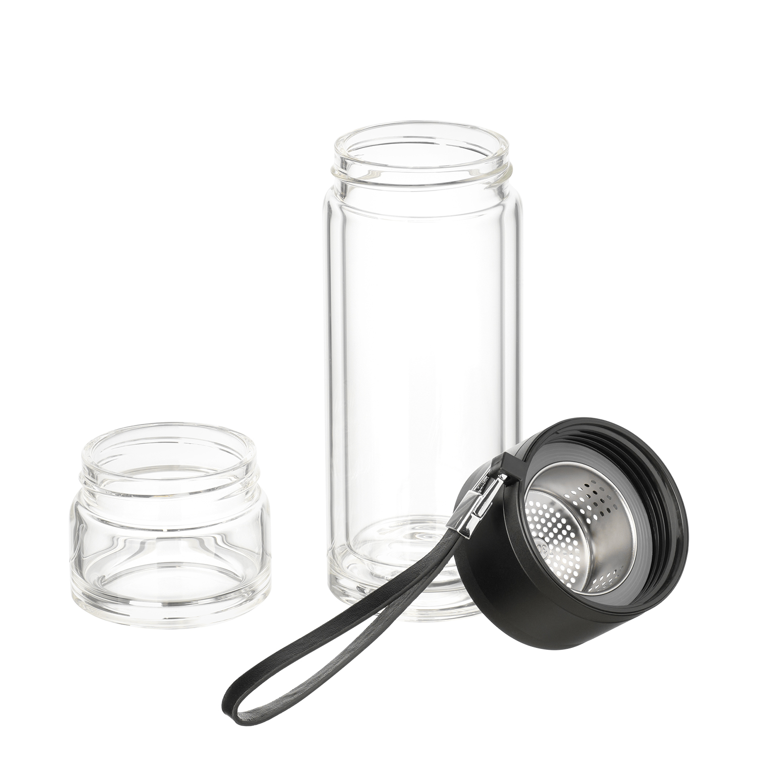 Бутылка стеклянная с двойными стенками Терсо (Terso), синяя фото на сайте Print Logo.