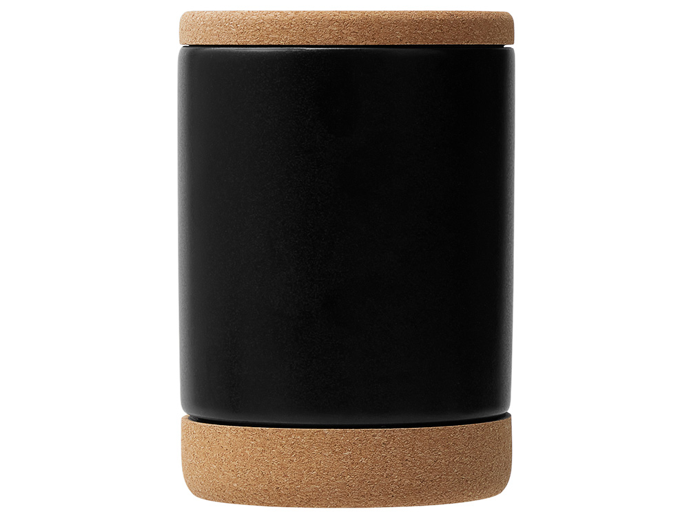 Кружка 450 мл с пробковым дном с крышкой Корк & Бон, черный