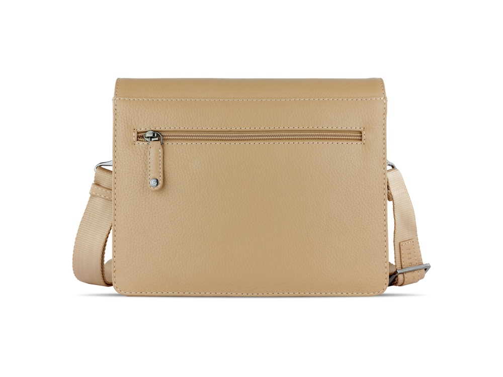 Сумка через плечо женская BUGATTI ЭЛЬЗА | ELSA, песочного цвета, воловья кожа/полиэстер, 25х8,5х20 см