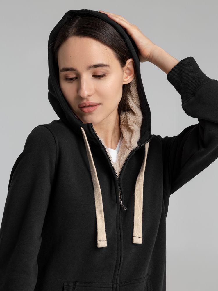 Толстовка унисекс на молнии Sherpa черная, размер XXL