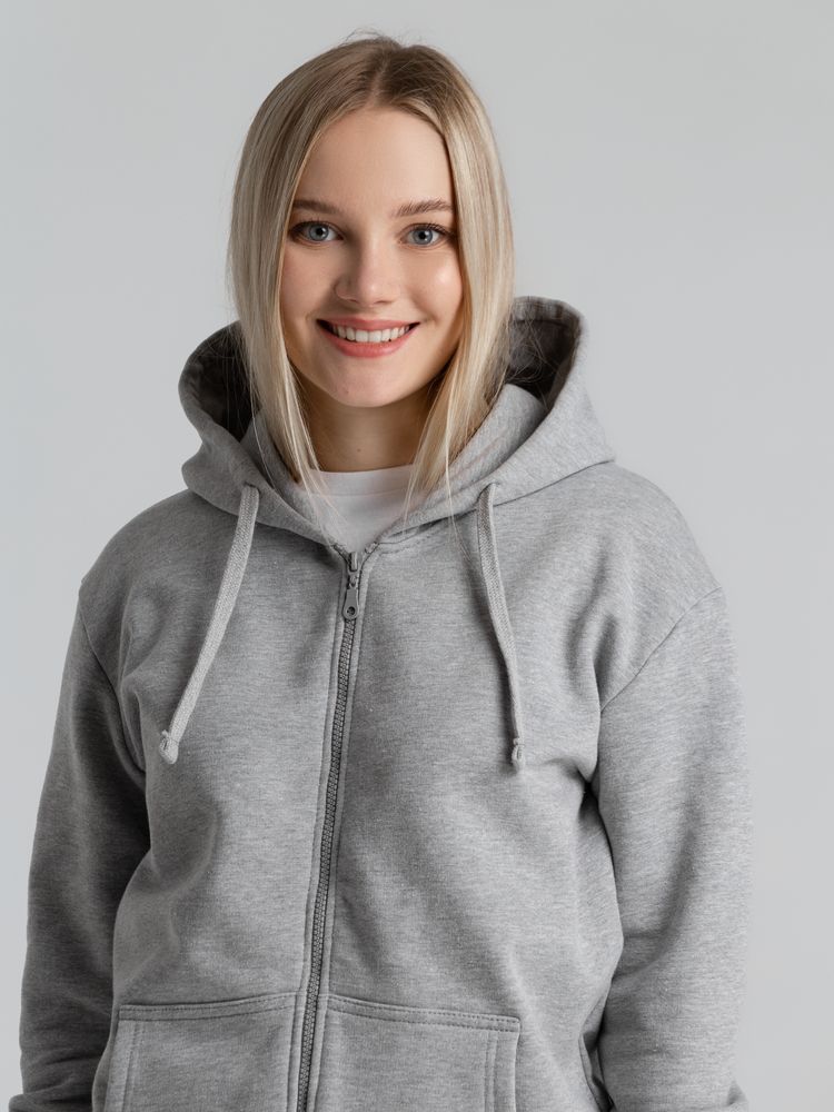 Толстовка на молнии с капюшоном Unit Siverga Heavy серый меланж, размер 3XL