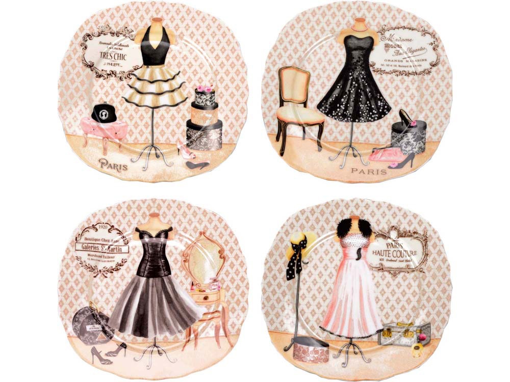 Набор  десертных тарелок Высокая мода с логотипом Lady Hamilton | Print Logo