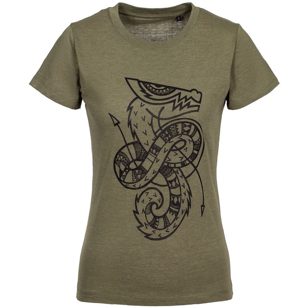 Футболка женская «Полинезийский дракон» — пример нанесения логотипа (Принтэссенция) | Print Logo