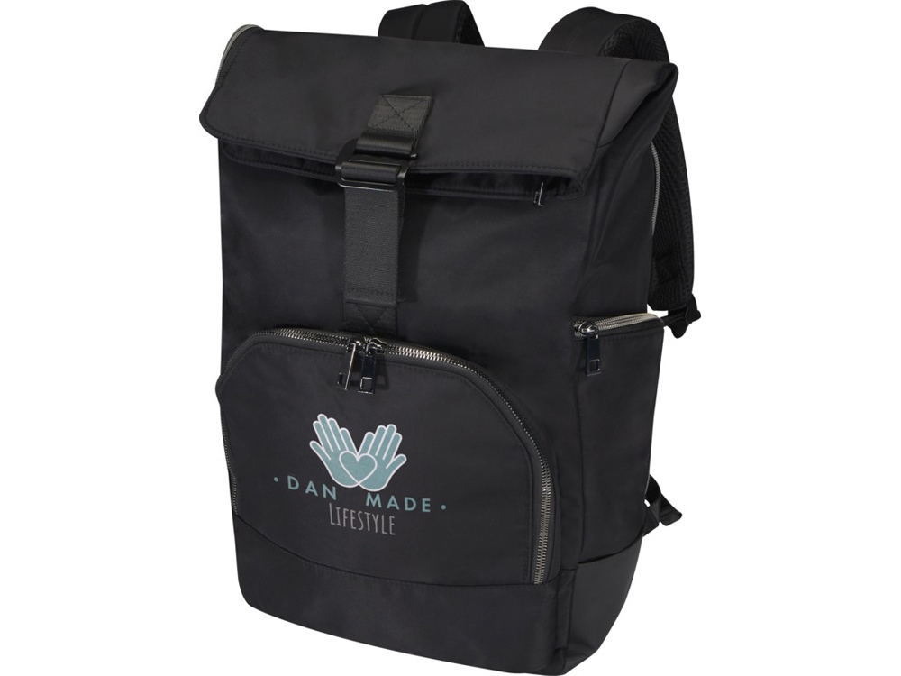 Рюкзак Rhine 15 GRS со сворачивающимся верхом на 18 л из материала, переработанного по стандарту GRS, сплошной черный