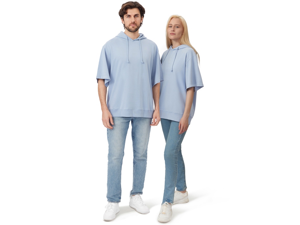 Худи оверсайз с коротким рукавом Warsaw унисекс, небесно-голубой