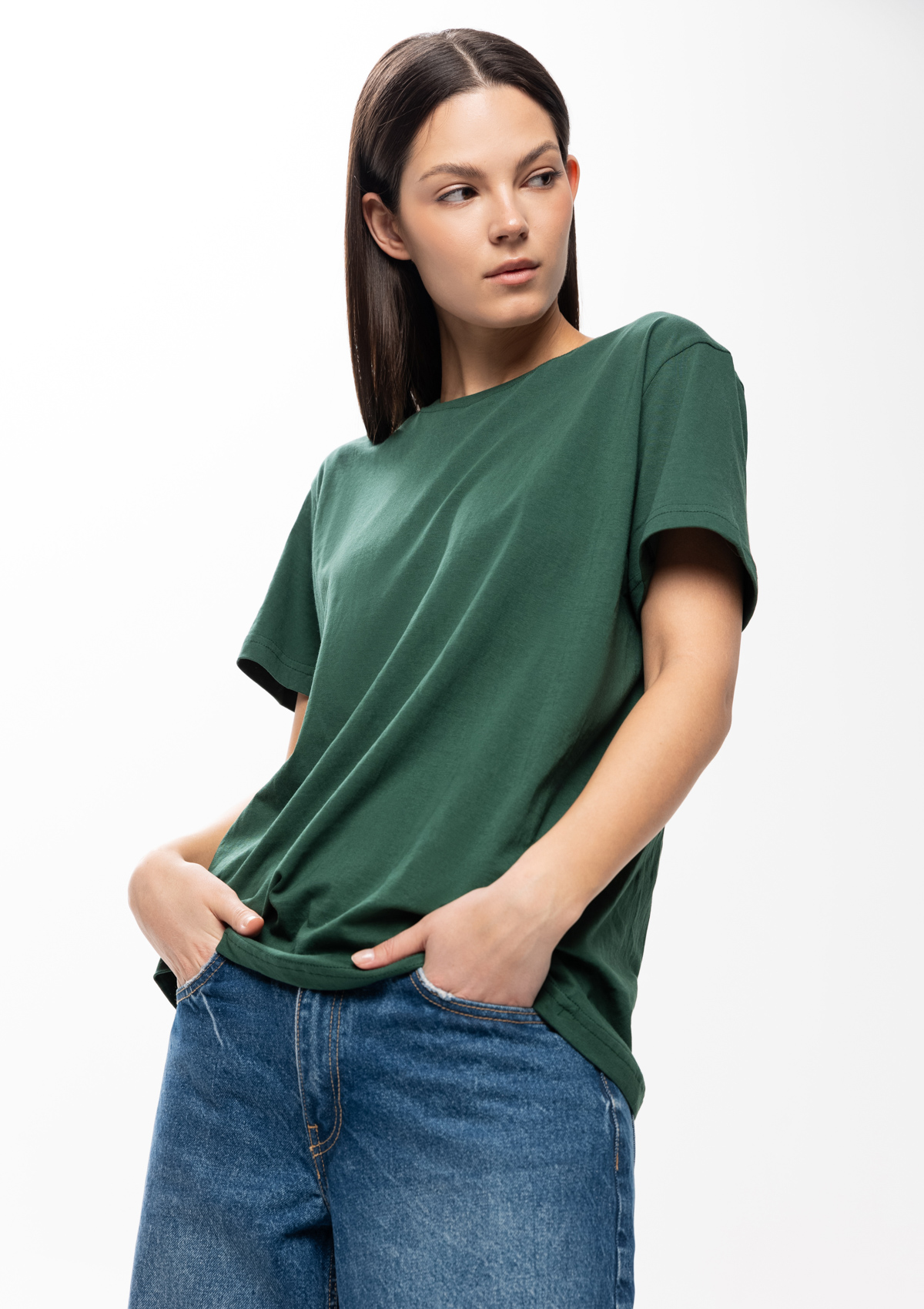 Футболка унисекс без бокового шва STAN хлопок 160, 02, Тёмно-зелёный,  (130)  (44/XS)