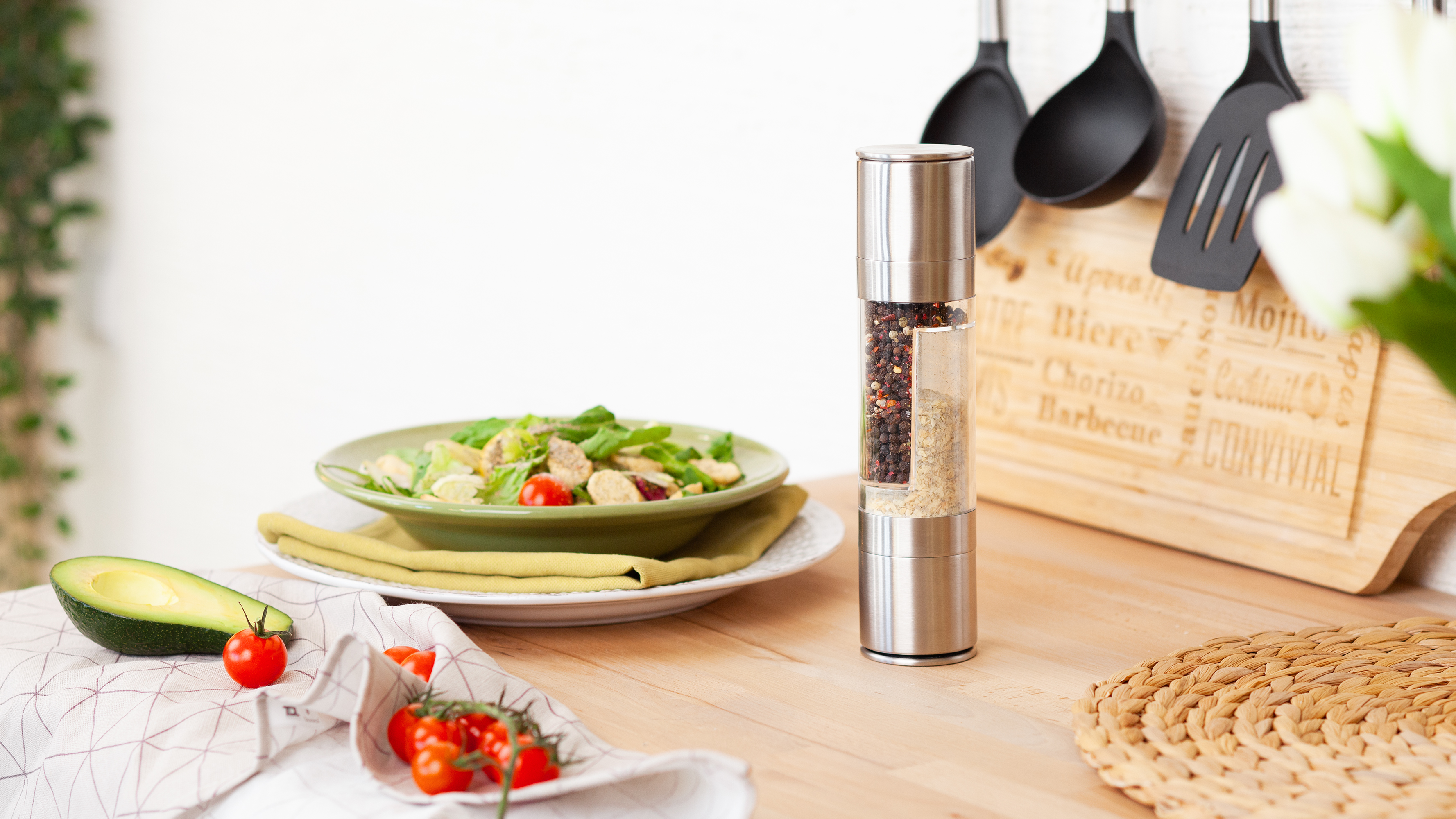 Мельница для специй "Spice flip" двойная, серебристый