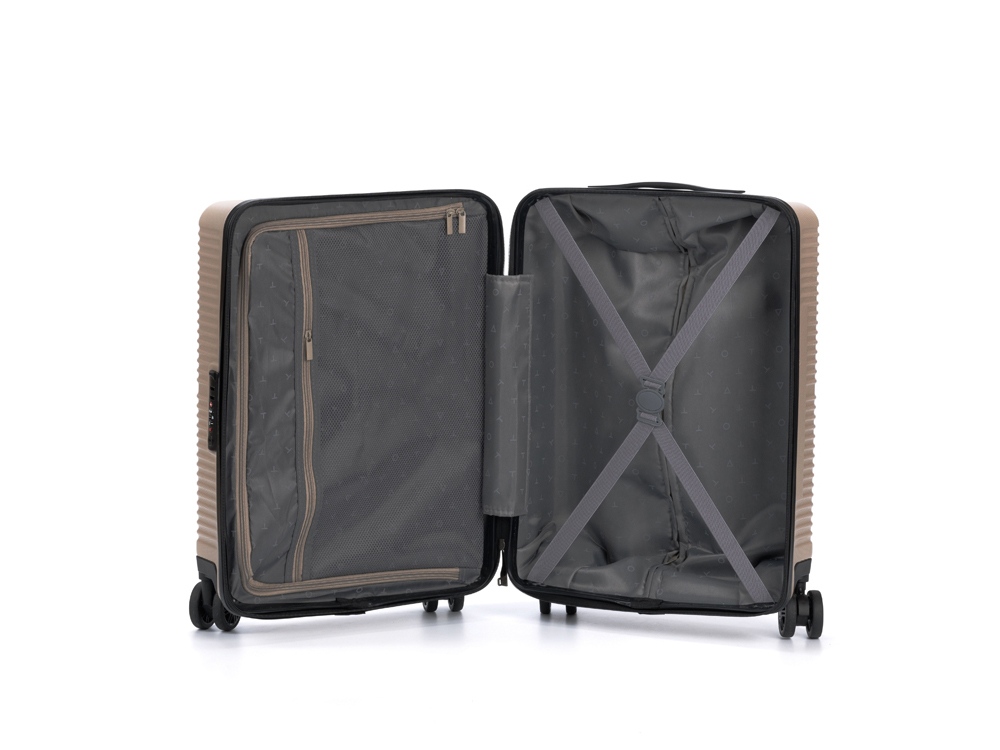 Чемодан TORBER ЭЛЬТОН, песочный, ABS-пластик, 38 х 24 х 54 см, 35 л