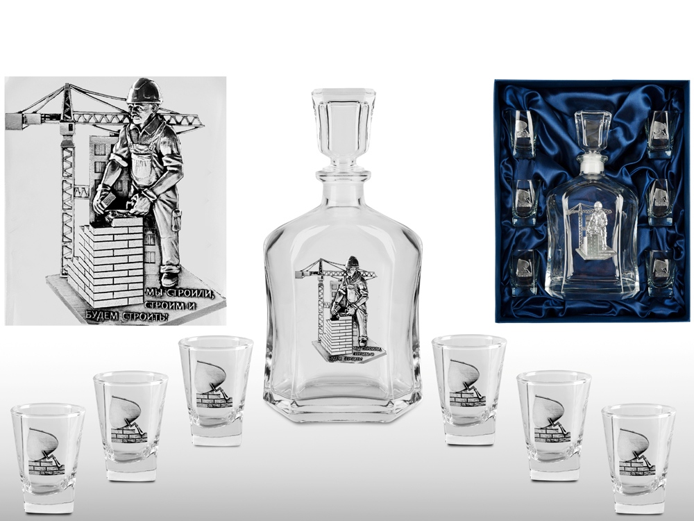 Набор для водки со штофом СТРОИТЕЛЬНЫЙ