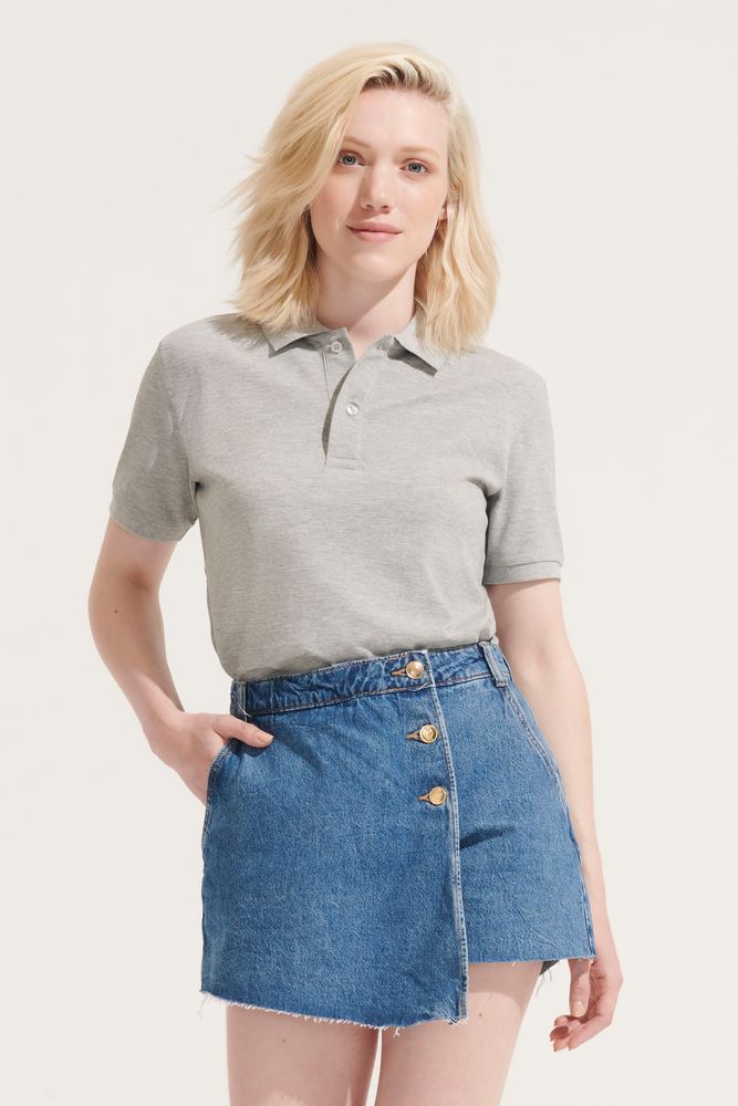 Рубашка поло унисекс Pegase, серый меланж, размер L