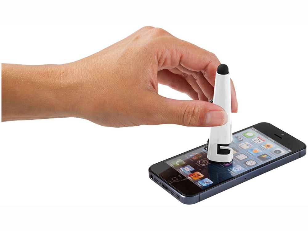 Очиститель экрана со стилусом и подставка для телефона 4 в 1, белый