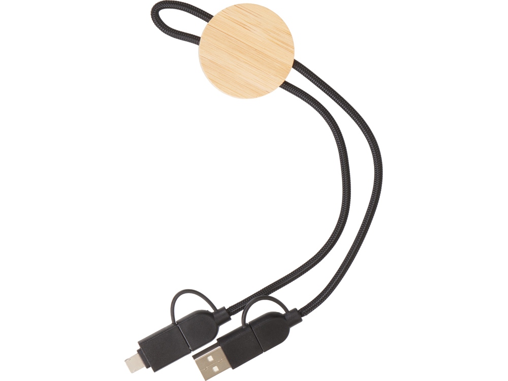 Универсальный зарядный кабель из переработанных ПЭТ и ТПЕ Acalypha, быстрая зарядка 25 Вт, черный