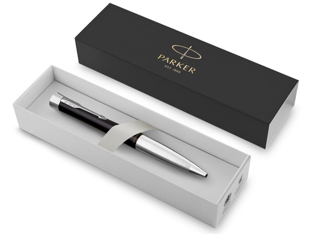 Ручка шариковая Parker модель Urban Muted Black CT в футляре, черный/серебристый