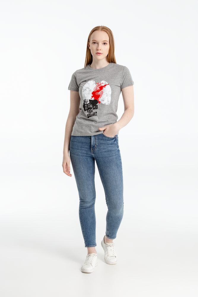 Футболка женская «Ты у меня вот здесь» — пример нанесения логотипа (Соль) | Print Logo